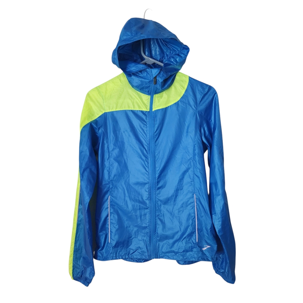 BROOKS Shelter Technology Running Jacket‎ Hooded Windbreaker Full Zip in blue XS